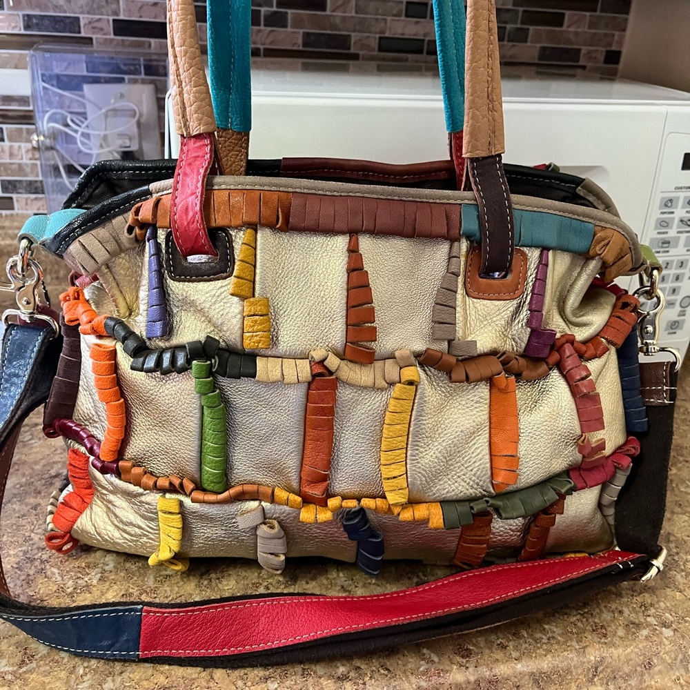 Amerileather Hazelle Leather Shoulder Bag Rainbow